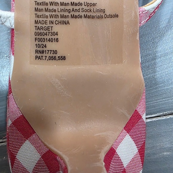 Wild Fable Lysandra Kitten Heels Sandals Red White Gingham Eyelet Pointed Toe - Picture 8 of 14